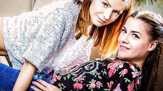 Arian and Eveline Dellai Ride Double-ended dildo