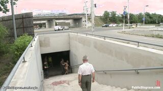 Natural big breasted Romanian ass pumping public sex