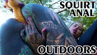 Alternative teen ASSFUCKING masturbation IN PUBLIC, naughty hottie SQUIRT outdoors, goth, assfucking gape, tattoo