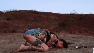 Caned babe cries while caned & eats booty