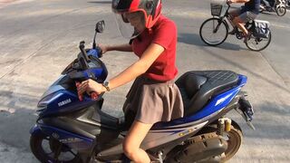 After a day out big tits Asian amateur jerked his huge dick in the hotel