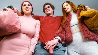 Stepbrotehr getting a double blowjob from Scarlett Mae & Riley Nixon