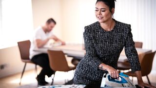 Mature MILF stepmum seduces huge dick stepson in law & fucks him