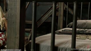 Blonde satisfying bound anal fucked