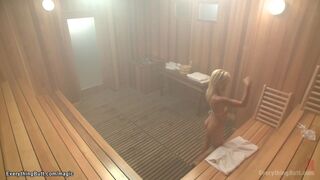 Lesbo Girls have ass fucking adventure in sauna