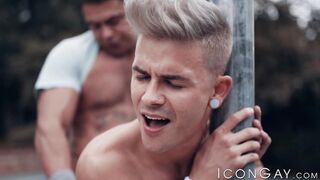 Skinny blonde twink Andy Taylor anal fucked hard from behind