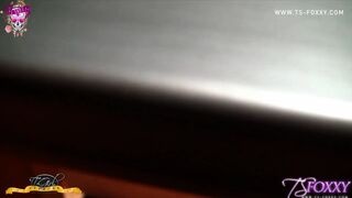 Horny TBabe TS Foxxy Playing with Her Strong Dick Before Bedtime