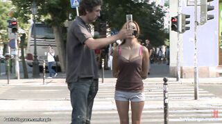 Big Breasted Romanian takes huge dick outdoors