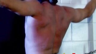 Time with whip in bondage with muscular tied up hunk man