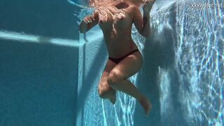 Enjoys her sweet sexy body in the pool her name Puzan Bruhova