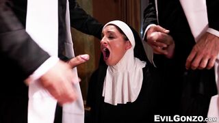 Big Boobed sister anally spitroasted by two hung ministers