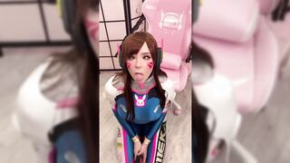 Babe Cosplay D.Va from Overwatch & Sucks Prick till Facial