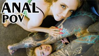 TATTOO lezzies teens share a 'black' MEAT - ASSFUCKING, gape, ASS TO MOUTH, double BJ - Anuskatzz, Eden Ivy - POV