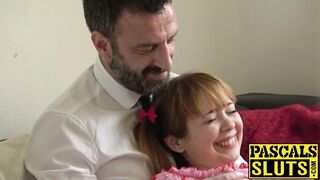 Redhead teen Cherry English face ravaged before assfucking