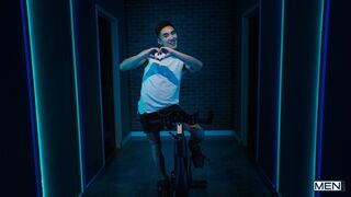 Naked spinning lesson turns into naughty gay ass fucking session - Dante Colle & Ashton Summers