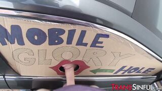 Hot stockings t-girl Morena Black gets warm sticky facial