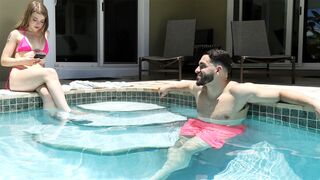 Petite blonde teen step sister has a huge crush on her new step brother