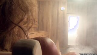 Big boobs MILF fucking Tranny in sauna