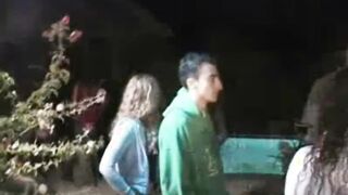 Spit roasted coed teen hoe gets her twat drilled