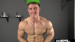 Handsome straight muscle boy wanks his big dick
