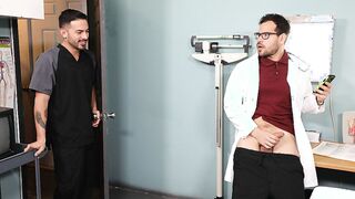 Doc jerking his prick when the intern enters