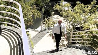 Horny bald dude fucks lovely blonde Gia Derza on the couch