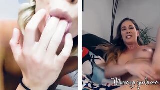STEPMOM & her stepdaughter rub their shaved cunts online