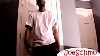 Hunky Gentleman strokes his long fat black cock until he cums a lot of juicy l