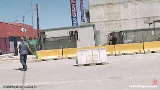 Red head big cock banged in public