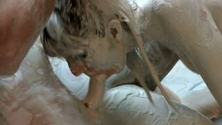 Messy threesome fun in the mud