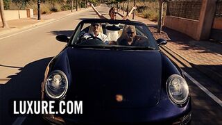 Threesome with a blonde & a redhead in a villa