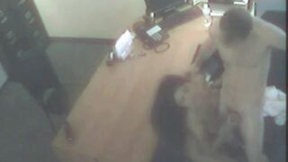 Naughty Brunette & Boss kissing & Fucking Caught on cam