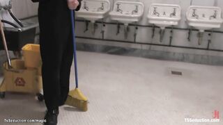 Titty t-girl anal fucks cleaning man