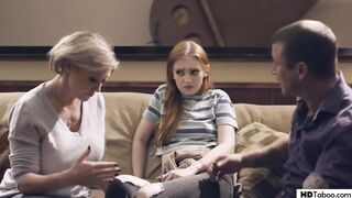 Taboo 4some with nasty milf & new family member
