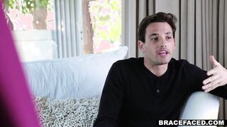 Braced Valedictorian Stepsister gets Cum as Lubricant