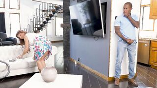 Extremely Horny & Attractive MILF Syren De Mer seduced by step daughter's big black cock BF at her home.