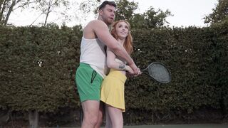 Huge cock horny tennis trainer fucks his new redhead teen college girl