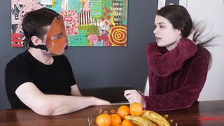 Fetish babe chatting behind the scenes