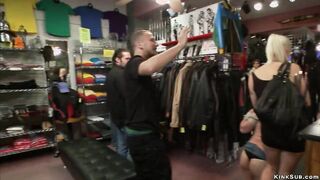 Sexy bitch anal fucked in public shop
