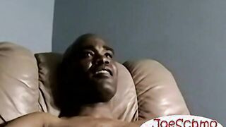 Anthony strokes his black cock to straight porn blows off his loads
