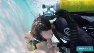 Monica is muff & mouth screwed underwater