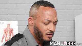 Horny dude rams his cock in a white mans mouth