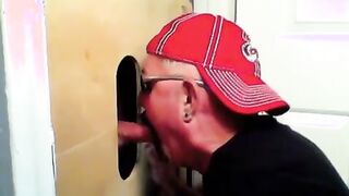 Two horny buddies get a fantastic glory hole suck off
