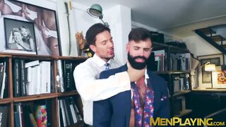 Girl Lionel Lilac licks & fucks the bushy butt of suited Dani Robles