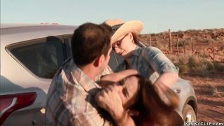 Couple ass pumping bound whore in desert