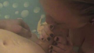 Sexy Blonde Blowjob in Shower & fucking creamed all over