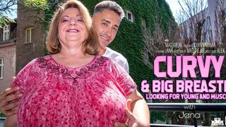 Buxxom titty Jana loves younger muscled guys