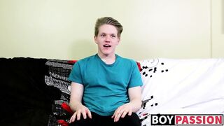 Blond twink with heavy butt interviewed & dicked down raw
