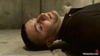 Trans cop fucks man in interrogation room