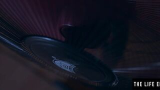 Horny brunette Leony April tickles her cunt with a feather